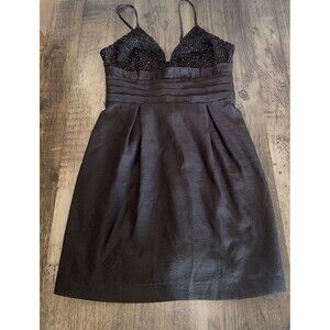 Free People “We Go Together” Black Beaded Lace Mini Dress Size 2